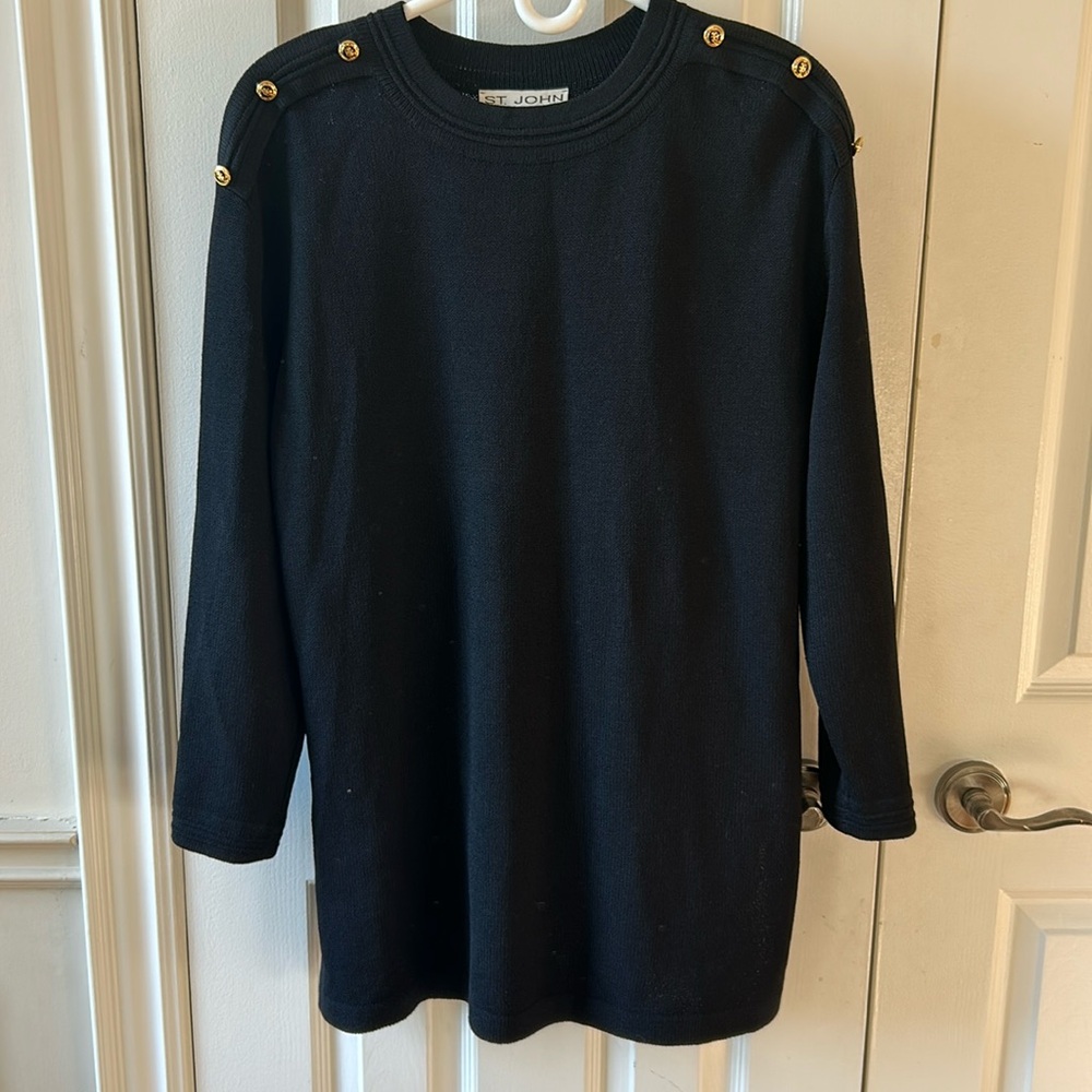 St. John Collection Santana Knit Black Long Sleeve Tunic Top